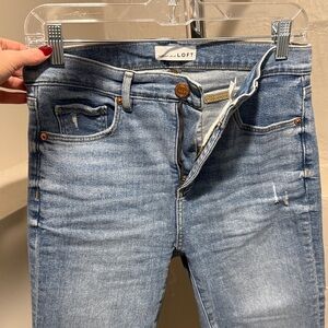 Loft Classic Raw Hem Cropped Blue Women's Jeans